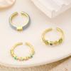 Trendy Temperament Enamel Lotus Leaf Fritillaria Colored Zircon Open Stackable Ring for Women Stainless Steel Designer Jewelry