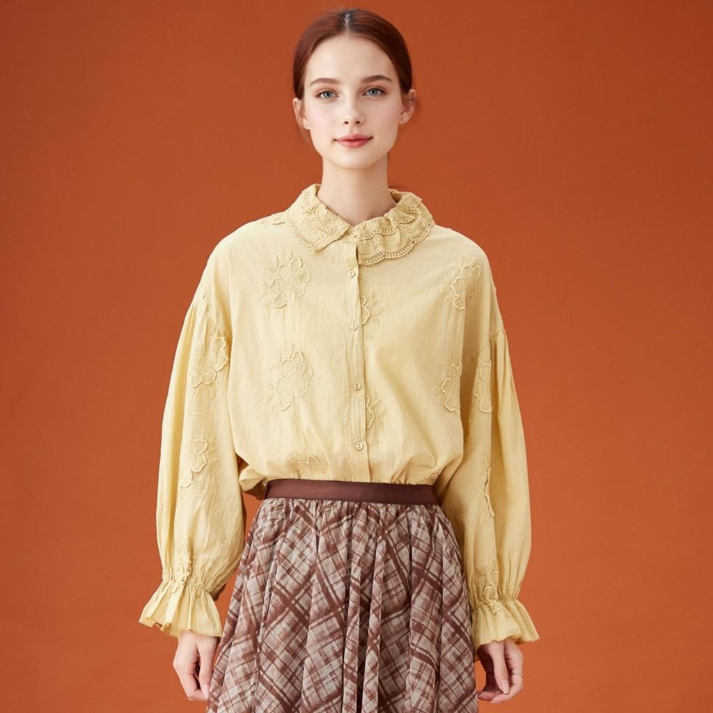 DIMANAF 2026 New Spring Blouse Shirt Women Lace Long Sleeve Basic Fashion Tops Tees Loose White Tees