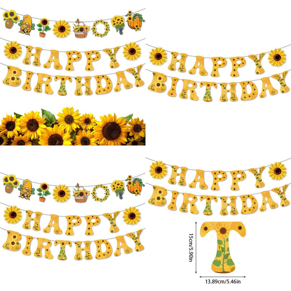 Sunflower Theme Letter Banner For Party Decor With Paper Material For Event Celebrations
