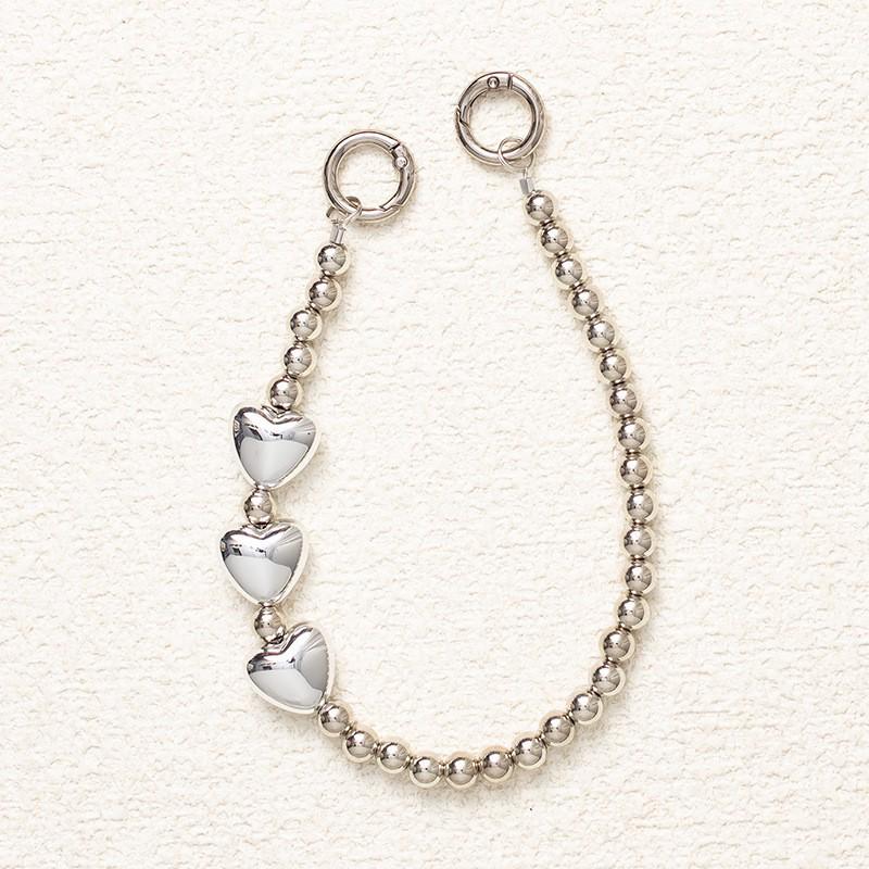 Hart Kristal Kralen Mobiele Telefoon Polsband met Metalen Gesp