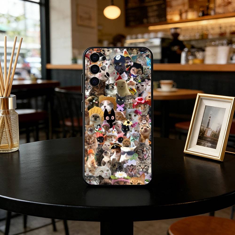 

Винтажный Коллаж Кот Чехол для Телефона Черный Силикон Мягкий Для Samsung S25,S24,S21,S22,S23,S30,Ultra,S20,Plus,Fe,Lite Samsung S21 s305G