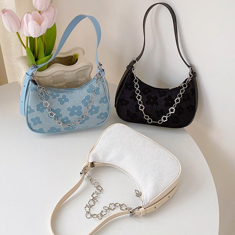 Jacquard cloth summer small bag women's 2025 new casual armpit bag women's chain single shoulder baguette women's bag