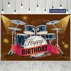 Custom Rock Birthday Background, Drum Set Happy Birthday Banner for Boys Music Themed Birthday Parties