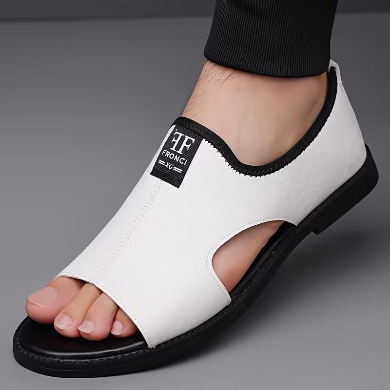Men's Plus Size 48 Casual Leather Sandals, Summer 2025 Non-Slip Breathable Driving Shoes.