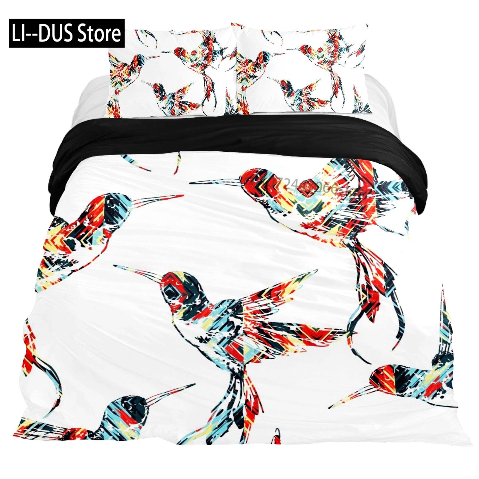 

Comforter Hummingbird Orchid Flowers Bouquet Print Bedding Set Decorative Quilted 3 Piece With 2 Pillow Shams Full Size Comforter (quilt)-EU Single(135*200cm)3pcs