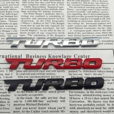 Turbo Logo Araba Motosiklet Oto Krom 3D Metal Amblem Rozet çıkartma (Renk:Kırmızı/Gümüş/Siyah)