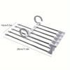 1pc 5-in-1 Stainless Steel Folding Pants Rack Tie Rack Rack Bedroom Closet Organizer Wardrobe Lockers