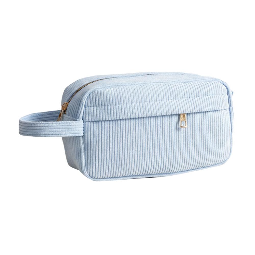 

Multifunctional Corduroy Cosmetic Bag Large Capacity Handheld Makeup Bag Toiletry Bag Travel синий