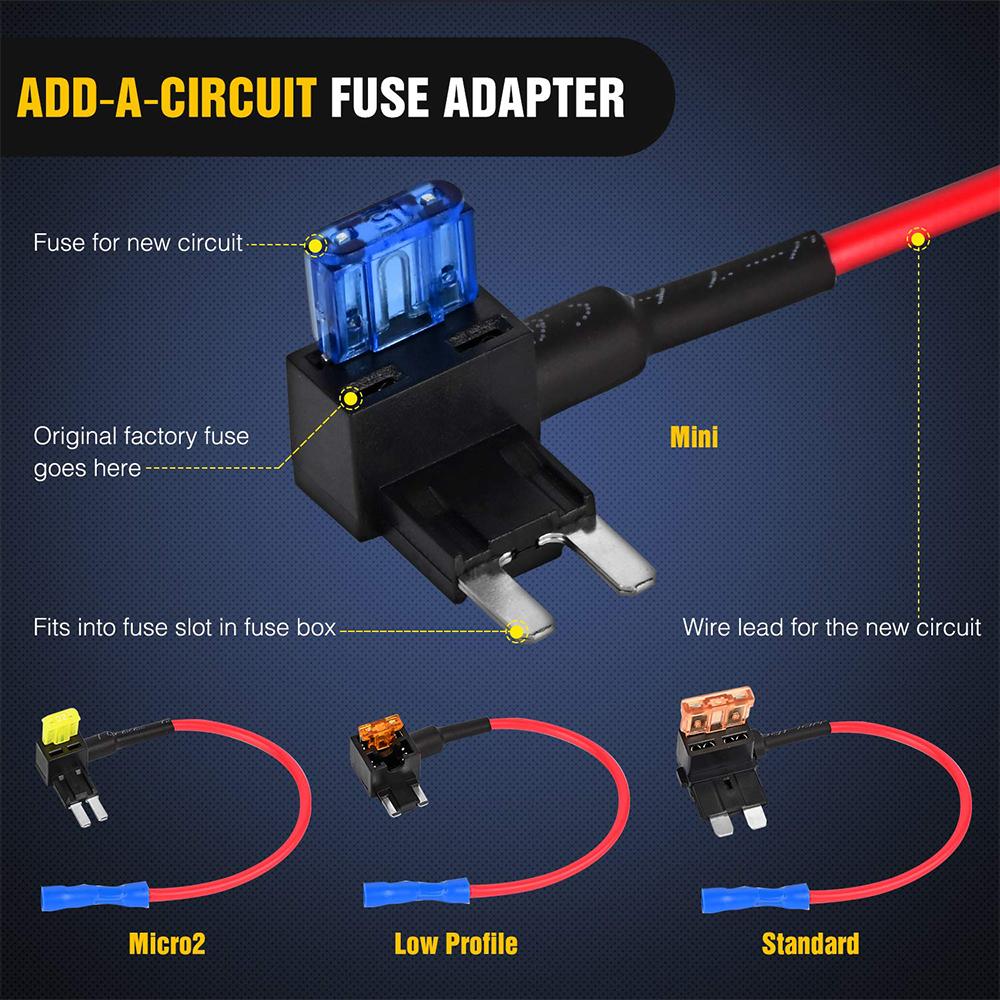 12 ks 4 typů 12V adaptérů pro přídavné obvody a sada pojistek - držák pojistek do auta s adaptérem MICRO2 Mini ATC ATS Thin Tap