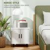 Nightstand with Sliding Doors and Metal Legs White Wood Effect