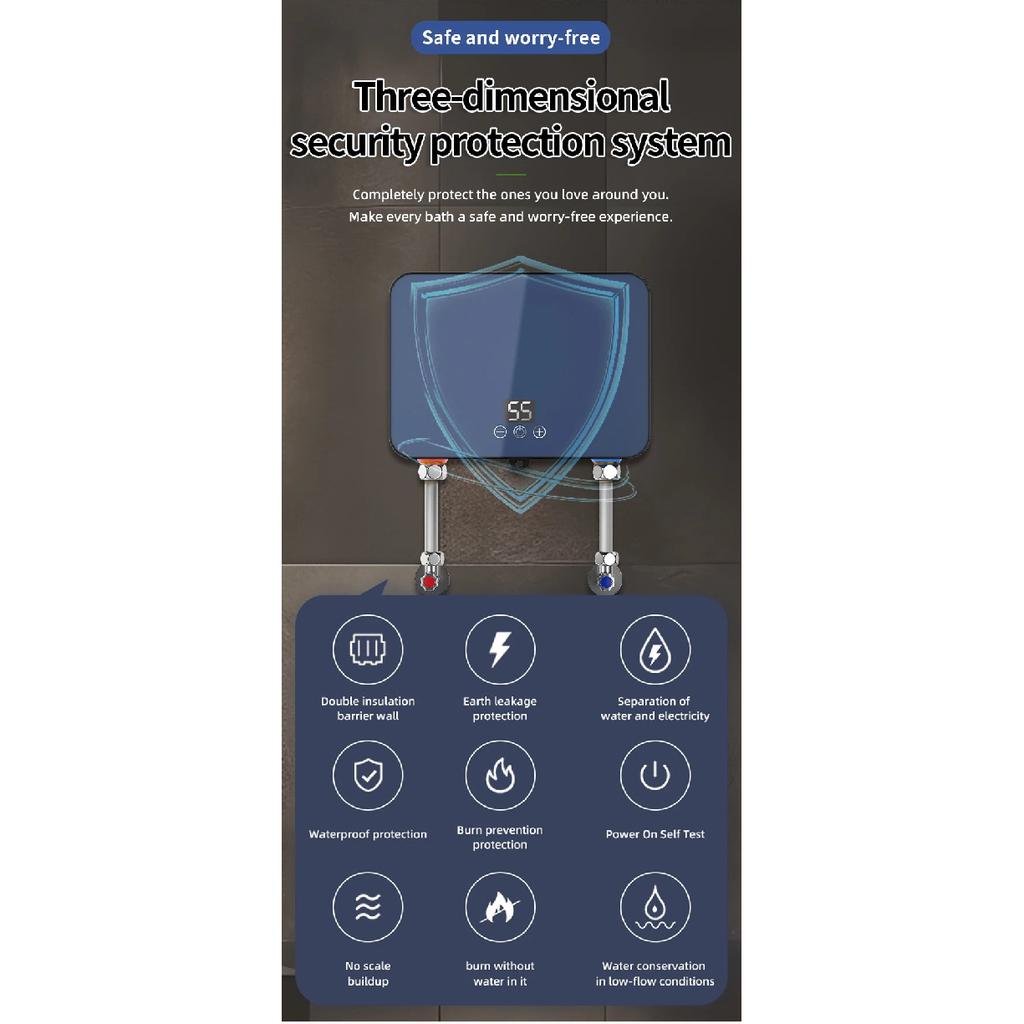 Directe Warmwaterboiler, 6000W 220V Op Aanvraag Warm Elektrische Tankloze Waterverwarmer met Digitaal Display, Constante Temperatuur
