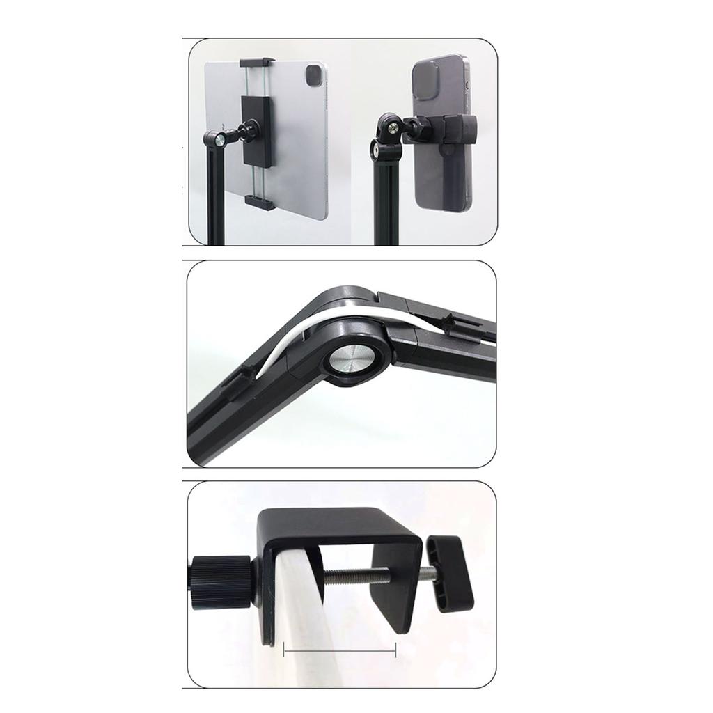 Long Arm Phone Mount Clip Type Tablet Phone Desktop Stand 360 Degree Rotatable Folding Stand