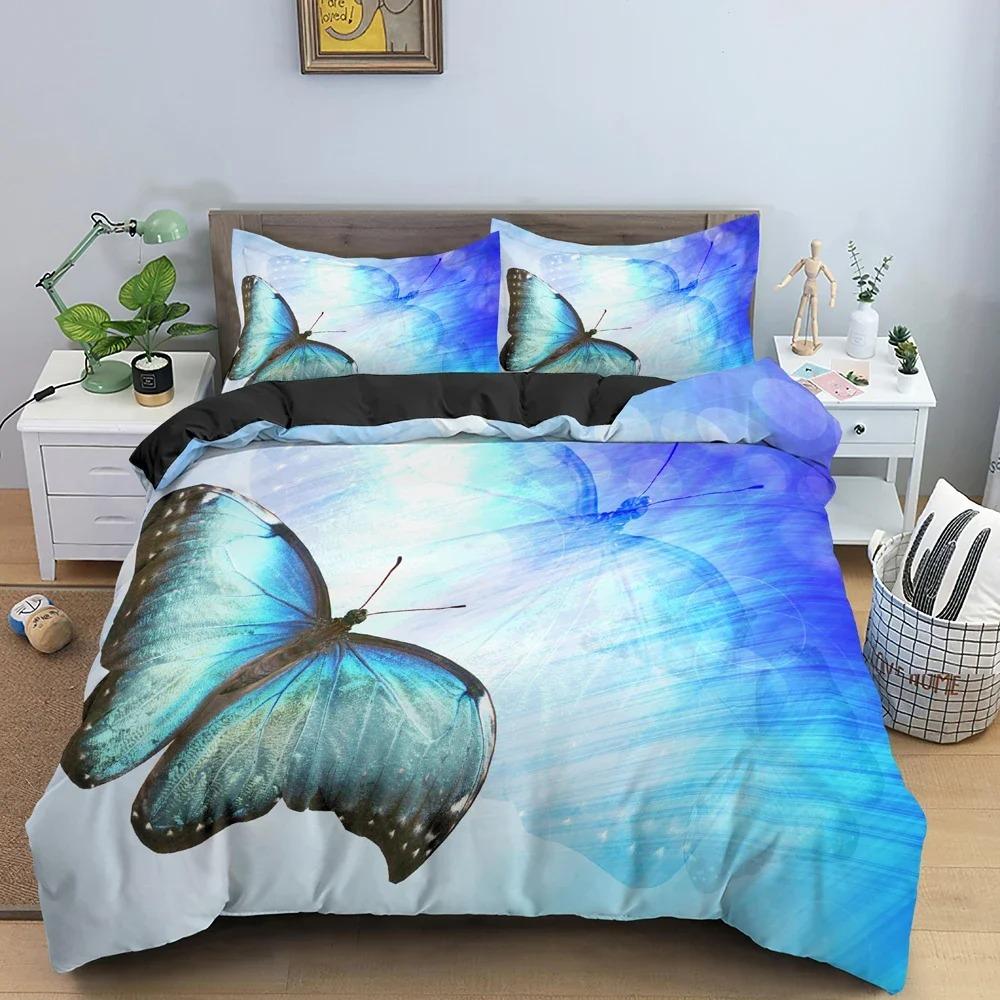 Beautiful Butterfly Duvet Cover Soft Cozy Bedding Set Luxury Microfiber Quilt Cover 3D Printed Bed Clothes King Queen