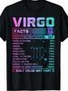 Virgo Zodiac Design Facts Round Neck Short Sleeve T-Shirt, Loose Fit, Soft Feel, All-Season Wear, Ma