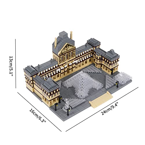 LULUFUN Louvre Museum Microblock Building Block Set, Toy, Musée du Louvre Art Museum Building, Adult Gift, Birthday, Christmas Present (3377 Pieces)