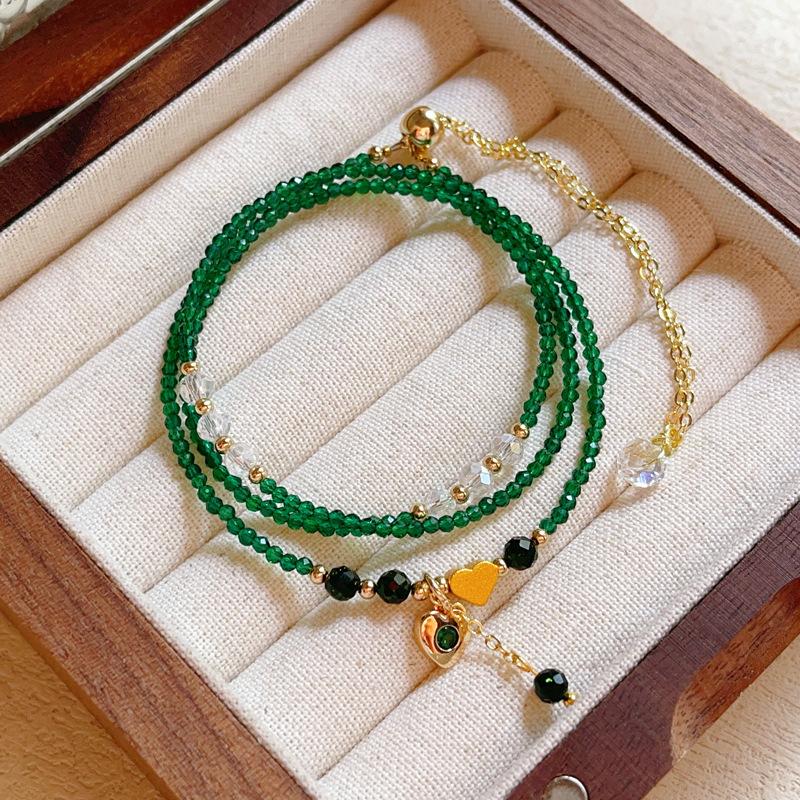 Golden sand stone blue-green golden sand stone cut three circles, bracelet bracelet new model