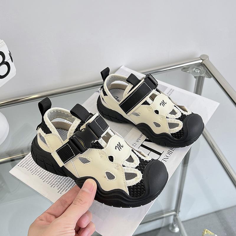 Children's sandals summer new boys and girls hollow mesh breathable sports shoes soft sole beach bag head casual versatile