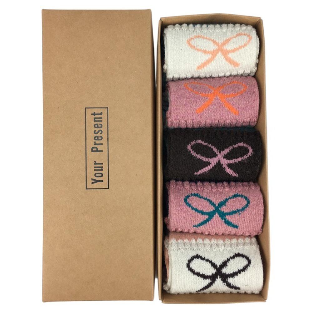 5 perechi Șosete de Crăciun din Lână Șosete Medii cu Brad de Crăciun Șosete Drăguțe pentru Femei La Mulți Ani