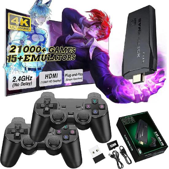 Ретро игровая консоль и стик - Более 21 000 встроенных игр, HDMI выход, 9 эмуляторов, два беспроводных контроллера, Plug and Play для ТВ-игр (стандарт Standard Edition