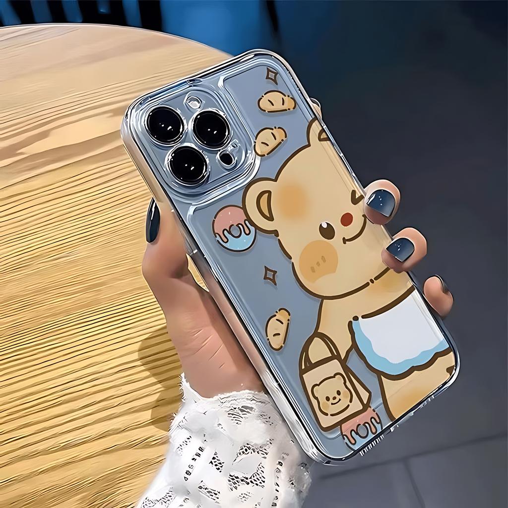 Cute little bear Phone Case For Samsung S26 S25 S24 S23 S22 S21 FE Note20 Note10 Plus Ultra Lite Edge 5G Clear Soft TPU Cover