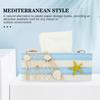 1pcs Wooden Tissue Box Holder Mediterranean Style Compact Napkin Storage Case For Living Room Bedroom Office Desktop Tissue