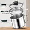 Stainless Steel Oil Filter Cup with Lid, Large Capacity for Kitchen Filtering and Storage