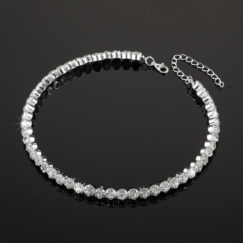 Bridal Diamond Collar Set Jewelry Full Diamond Crystal Necklace Earrings Bracelet Three-piece Set