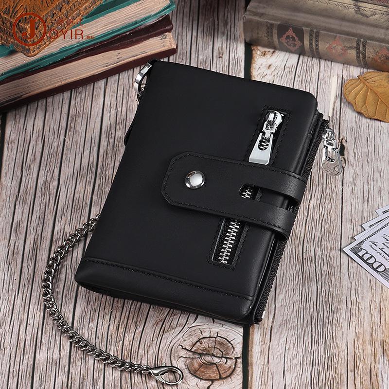 Men's Genuine Leather RFID Anti-theft Wallet with Money Clip and Multi-card Slots