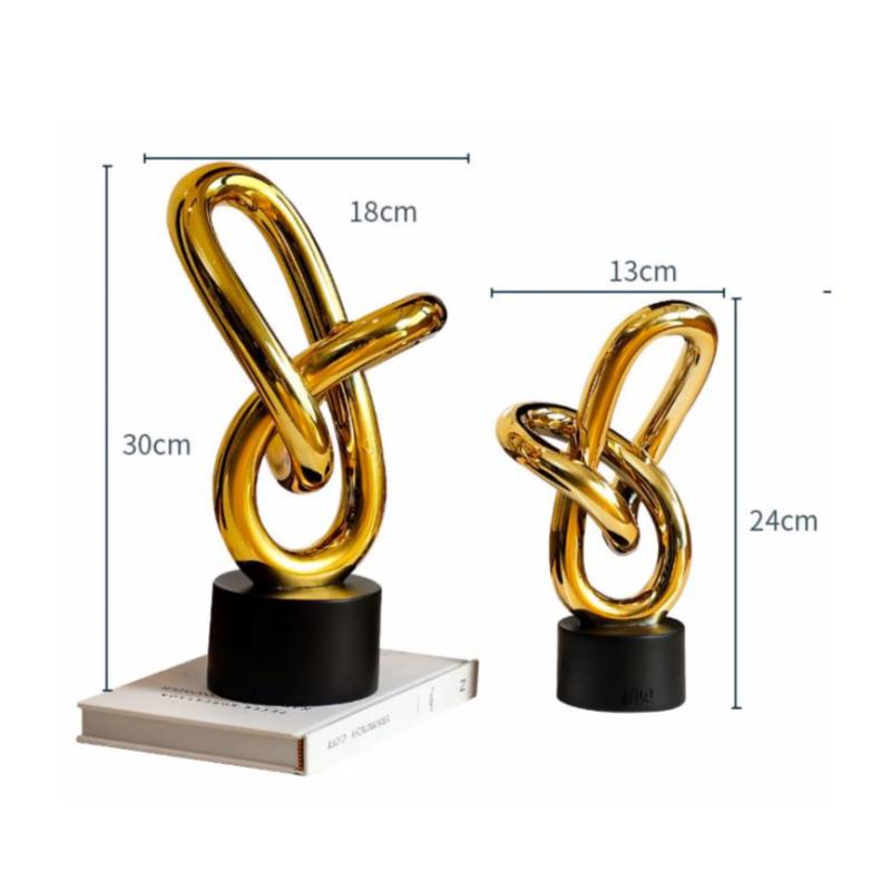 Harzhandwerk Goldene Ringe Ketten Geometrisch gewickelte Skulptur Hohlplastiken Dekorative Figuren Heimdekorationszubehör