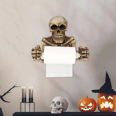 Kreativer Schädel Toilettenpapierhalter Wandmontage Papierständer Einfache Installation Halloween Schädel Taschentuchspender Badezimmer Dekoration