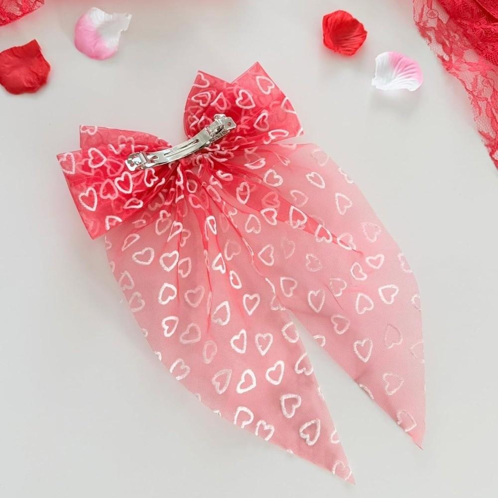 Fashion Sweet Hair Clips Big Bows Spring Clip Hairpins Half-Up Hairstyles Heart Shape Hair Barrettes Valentines Day Gift
