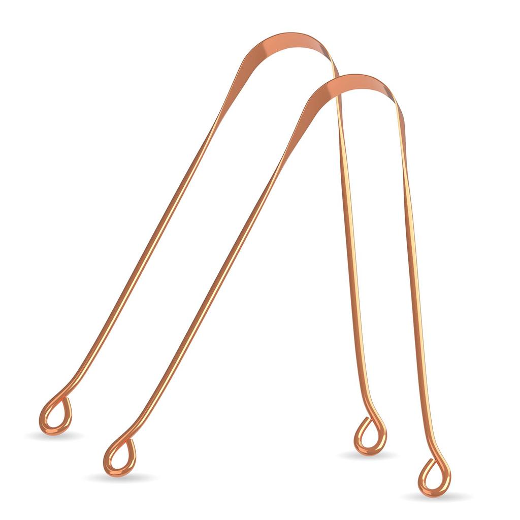 Zandu Pure Copper Tongue Cleaner 2 X Pack Of 1 Anti Microbial Tongue Scraper For Fresh Breath Oral Hygiene Flexible Handle
