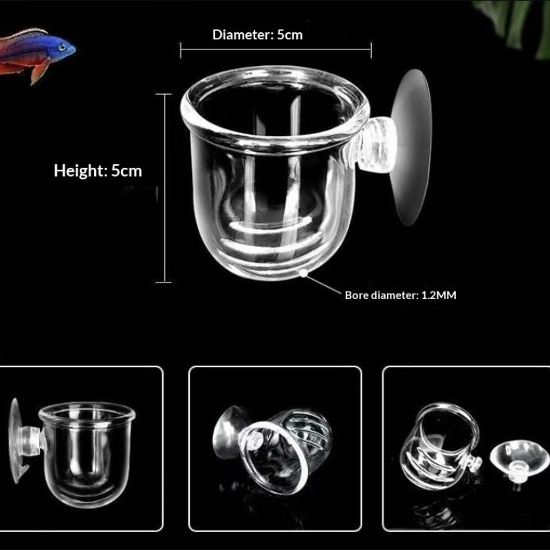 Transparent Acrylic Aquatic Plant Cup Aquarium Fish Tank Plant Pot With Suction Feeding Container Aquarium Accessories