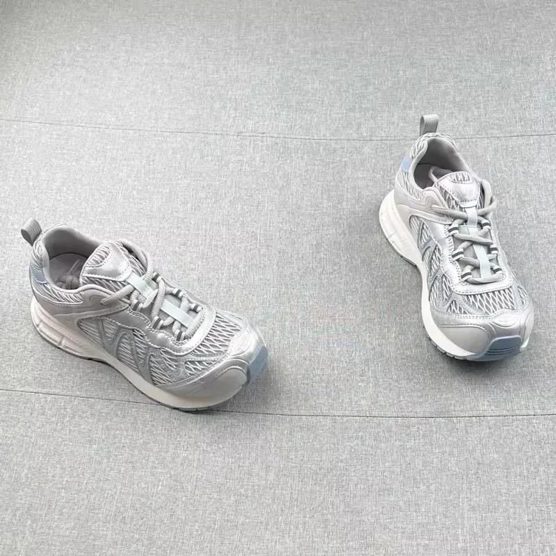 Retro Casual Running Shoes Women's Summer New Korean Fashion Breathable Mesh Surface Slow Run Shoes Comfortable Polyurethane Ins