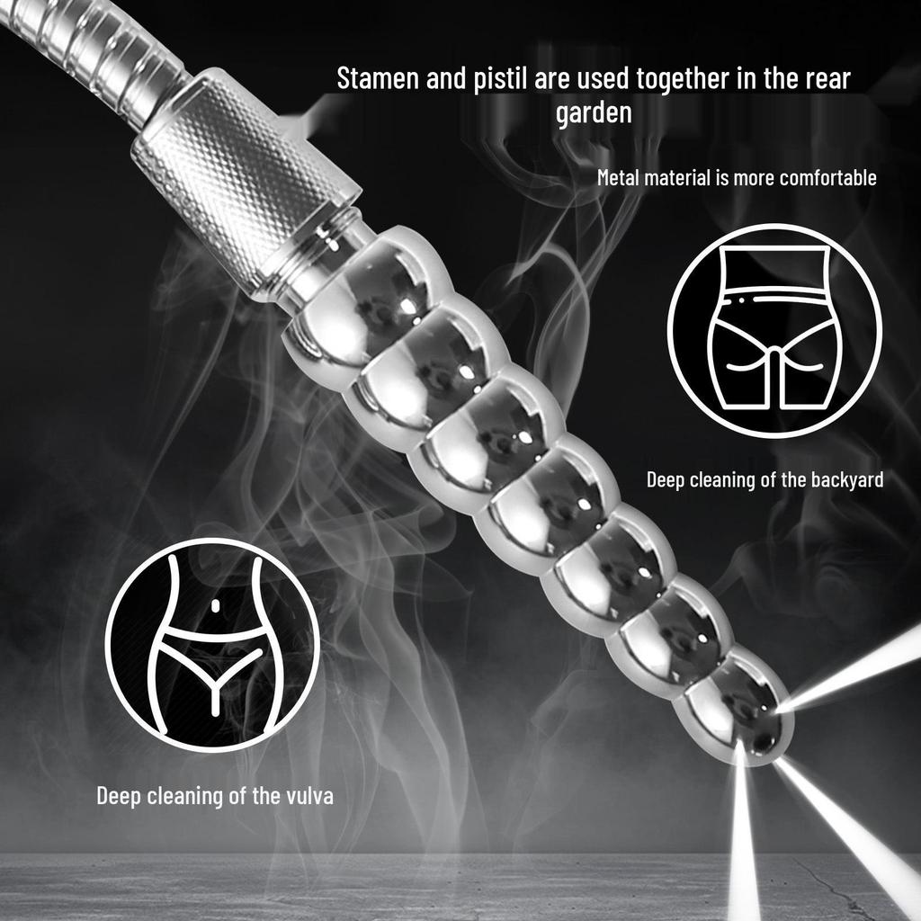 7-Bead Metal Anal & Vaginal Enema Device, G-Spot Cleanser & Masturbation Tool