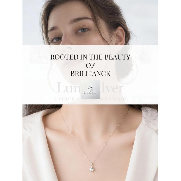 Hot Selling Cross‑border S925 Sterling Silver Princess Cut Moissanite Pendant Necklace for Women, Clavicle Chain, Valentine's Da