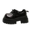 Women's Chunky Heel Single Shoes Female British Style Square Head Loafers Casual New Thick Heels Dress Lace-up Leather Pumps