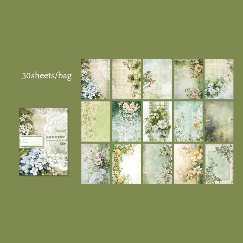 30 Sheets Floral Corner Design Paper For Creative Journal Collage Handmade Greeting Cards Scrapbooking Planner Notebook Gift