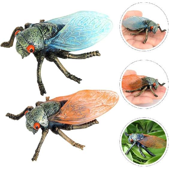 Hemoton 2pcs Realistic Cicadas Model Ornament Decor Animal Toys Models Cicadas Figurine Small Statue Fake Insect Model Cicadas Figure Model Child