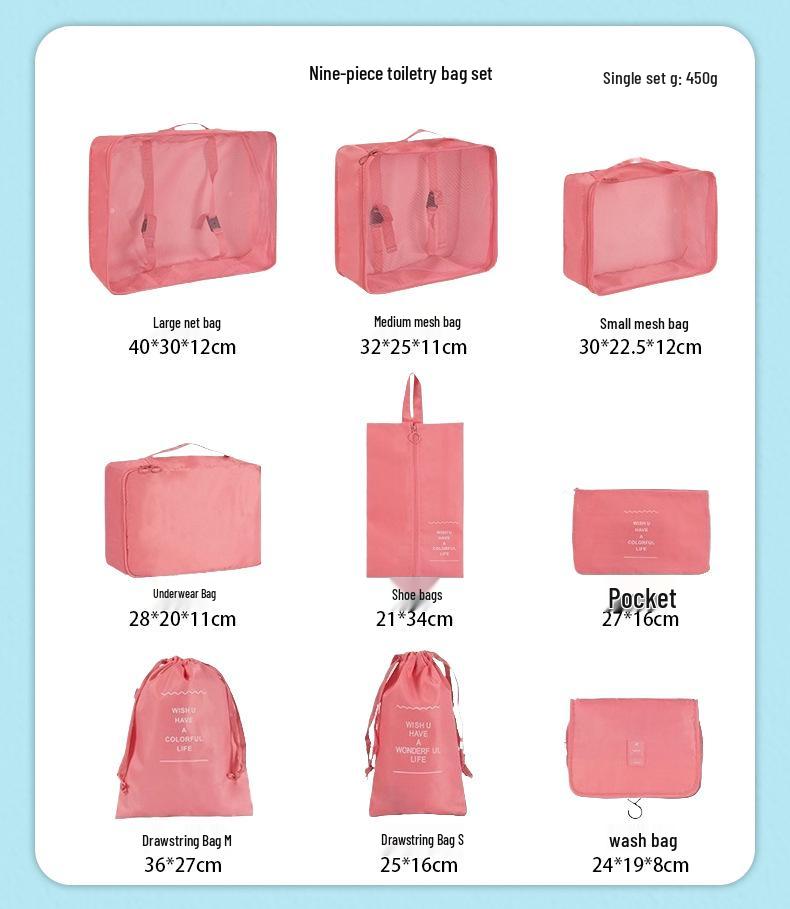 Seven-Piece Travel Storage Set: Wash Bag, Clothes, Underwear Organizer & Folding Sub-Pack