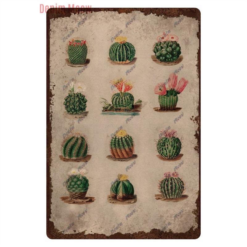 Funny Plants Metal Tin Sign Vintage English Flowers Retro Fruits Butterflys Animals Wall Poster Home Plates WY
