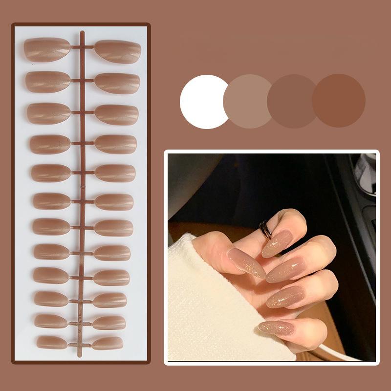 24pcs/set Pearl Glitter Fake Nail Strips Nail Stickers DIY Finished Wearable Manicure