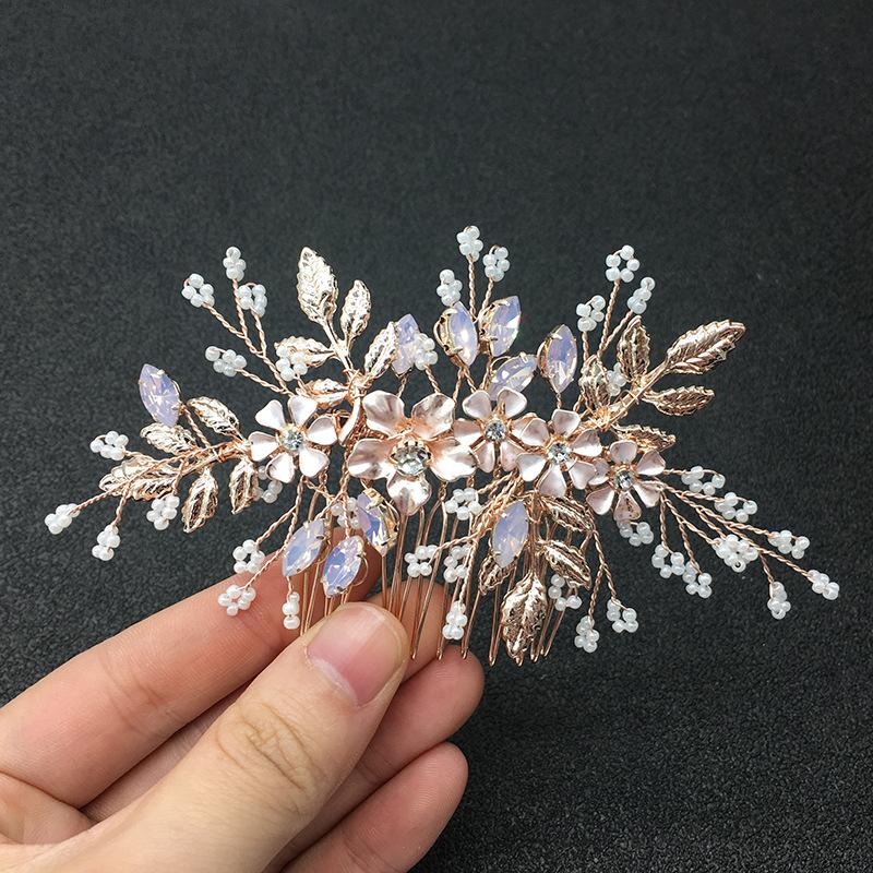 Korean Cute Bridal Headdress European and American Simple Flower Hair Comb Protein Handmade Pearl Bridesmaid