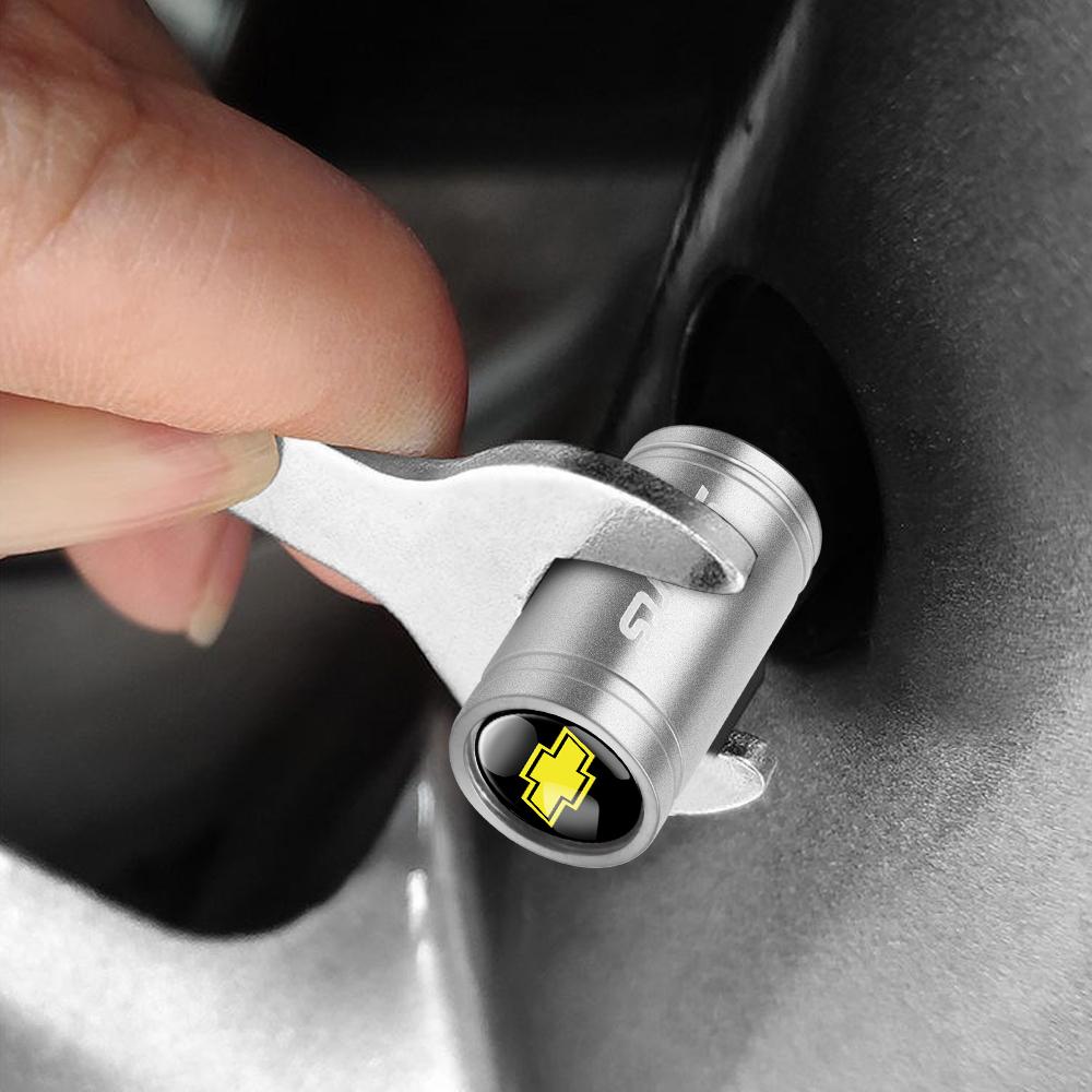 4Pcs Aluminum Alloy Car Wheel Tire Valve Caps Badge Cover For Chevrolet Cruze Captiva Spark Cruze Captiva Aveo Silverado Corsa