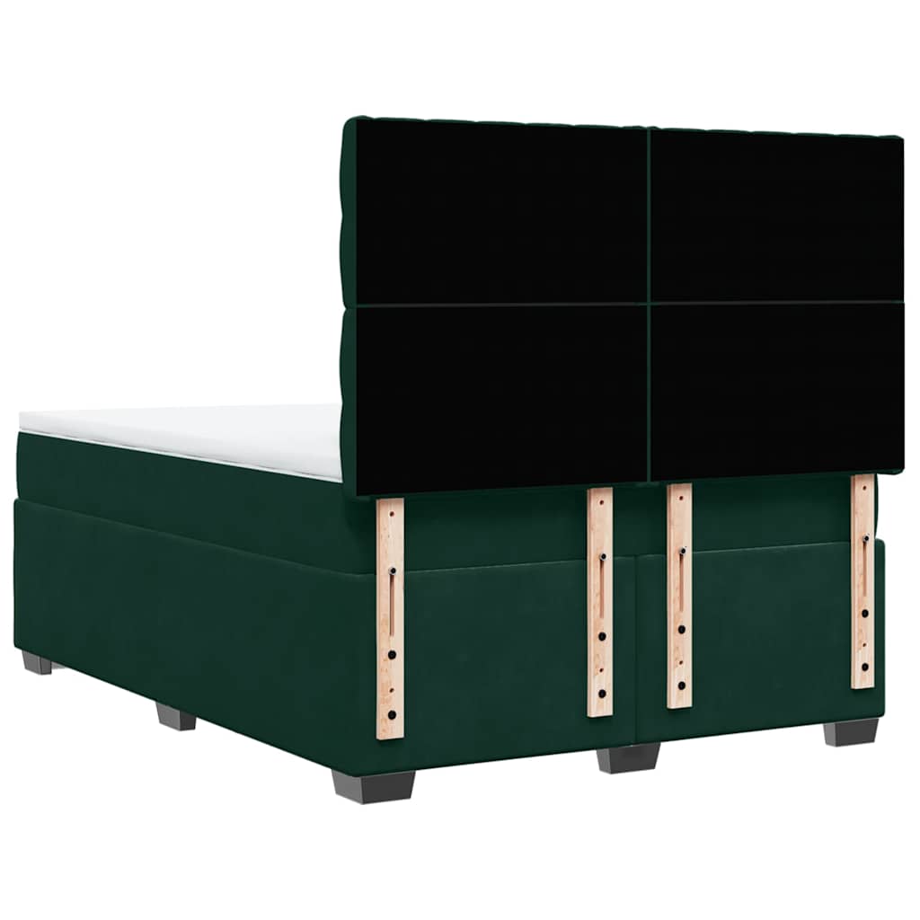 Box Spring Bed with Mattress Dark Green 140 x 200 cm Velvet
