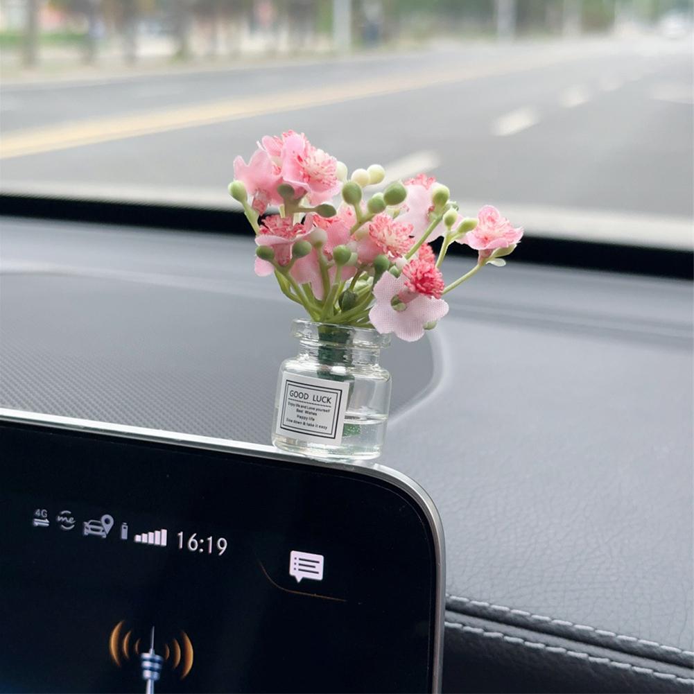 Mini-Auto-Dekoration, Ornamente, Babysbreath, Jasmin-Vase, Glasvase, Mikro-Landschaft, Kaninchen, Auto-Innendekoration, Konsole