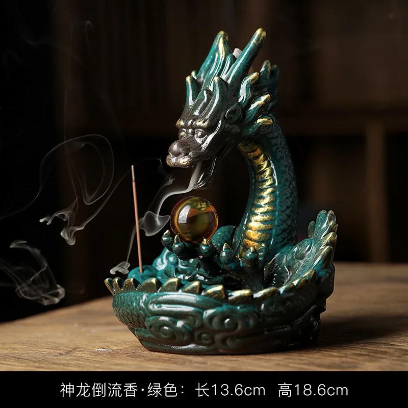 Ceramic Dragon Backflow Incense Burner Xianglong Playing Pearl Antique Sandalwood Agarwood Incense Incense Burner