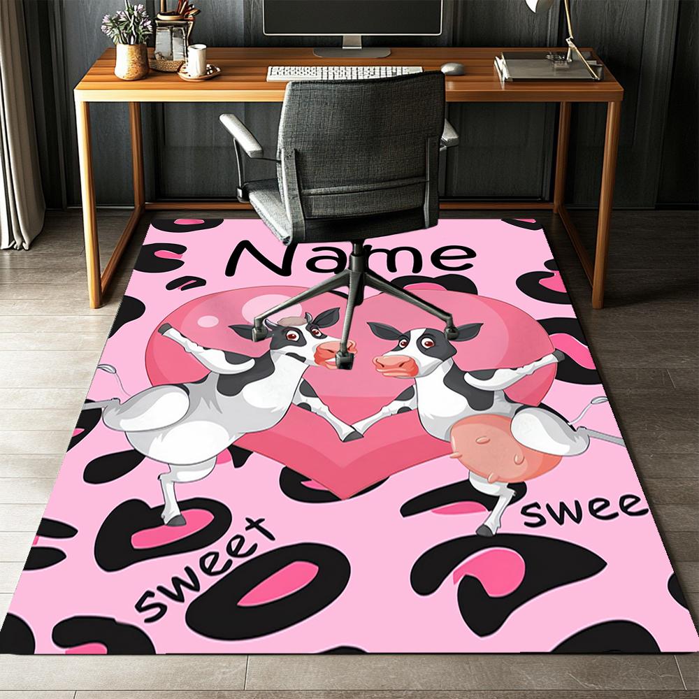Tappeto Personalizzato con Stampa Mucca, Tappeto per Sedia da Ufficio Soggiorno Camera da Letto Cucina Decorazioni Regali.