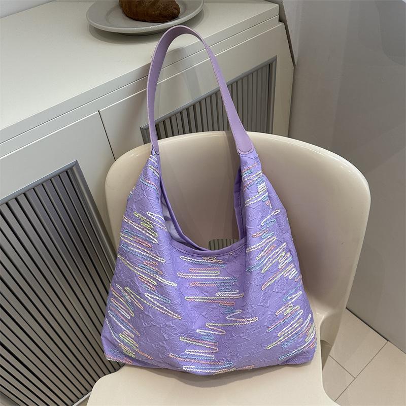 

Сумка-тоут нишевого дизайна женская 2025 сумка через плечо маленькая свежая модная повседневная универсальная сумка-мессенджер one size fits all фиолетовый