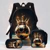 Football Cartoon Print Junior High School Backpack Three-Piece Children'S Schoolbag Primary School Backpack